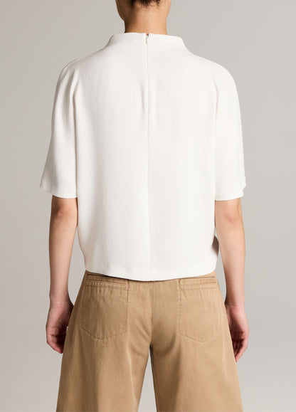 Draped Crepe Funnel-Neck Top - US 3616