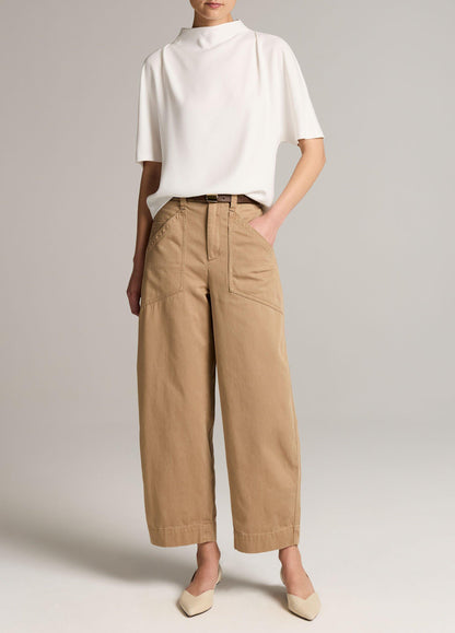 Draped Crepe Funnel-Neck Top - US 3616