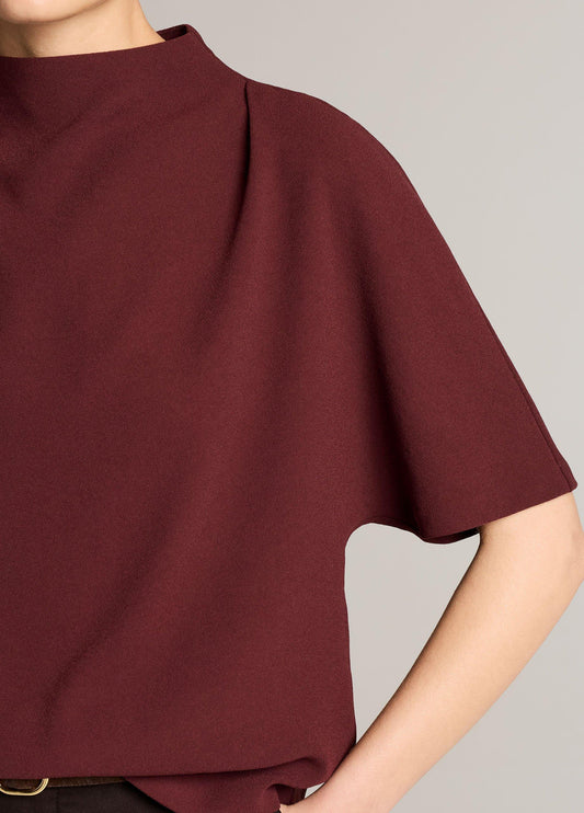 Draped Crepe Funnel-Neck Top - US 1458