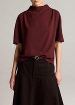 Draped Crepe Funnel-Neck Top - US 1458