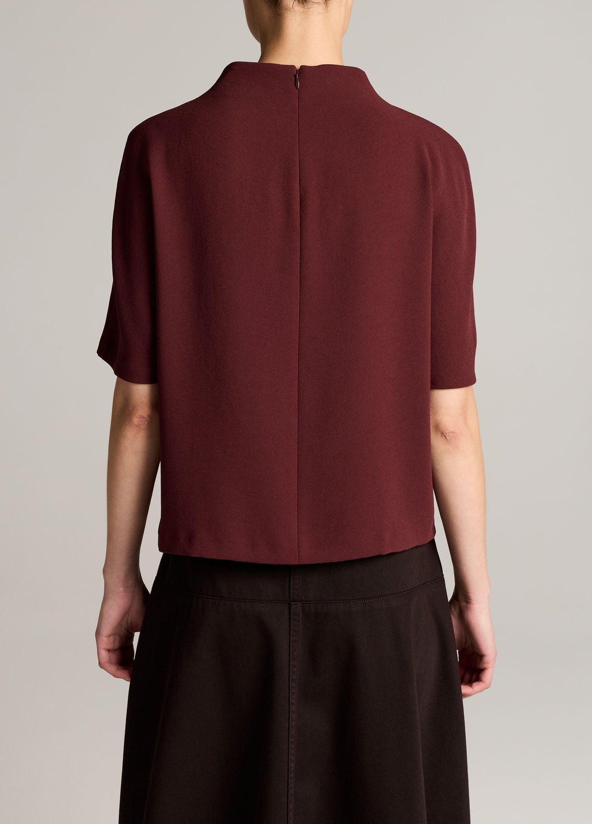 Draped Crepe Funnel-Neck Top - US 1458