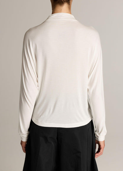 Draped Funnel-Neck Dolman-Sleeve Top - US 2357