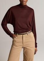 Draped Funnel-Neck Dolman-Sleeve Top - US 4985