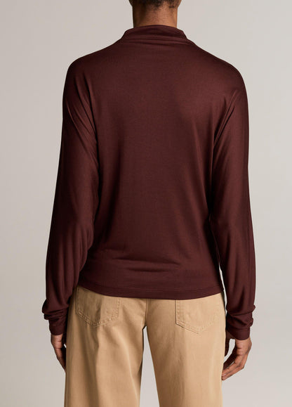 Draped Funnel-Neck Dolman-Sleeve Top - US 4985