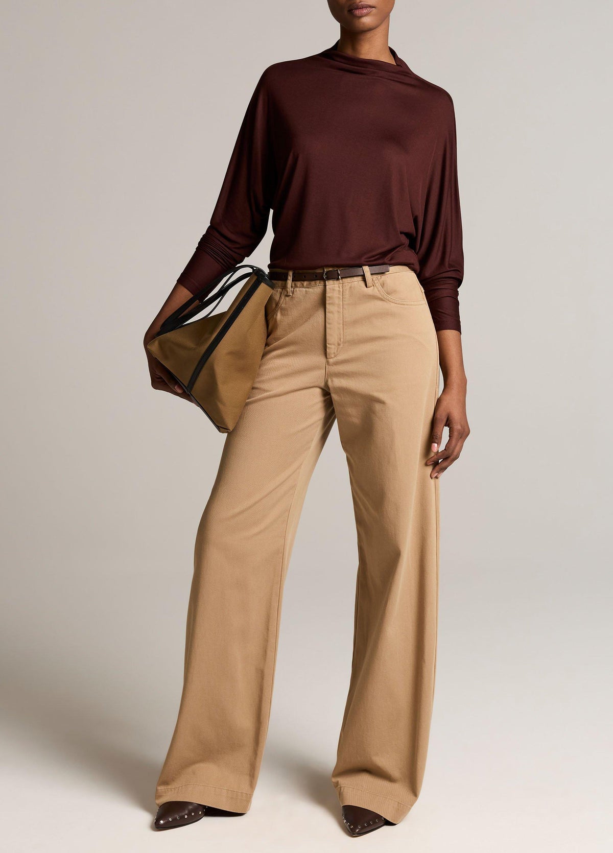 Draped Funnel-Neck Dolman-Sleeve Top - US 4985