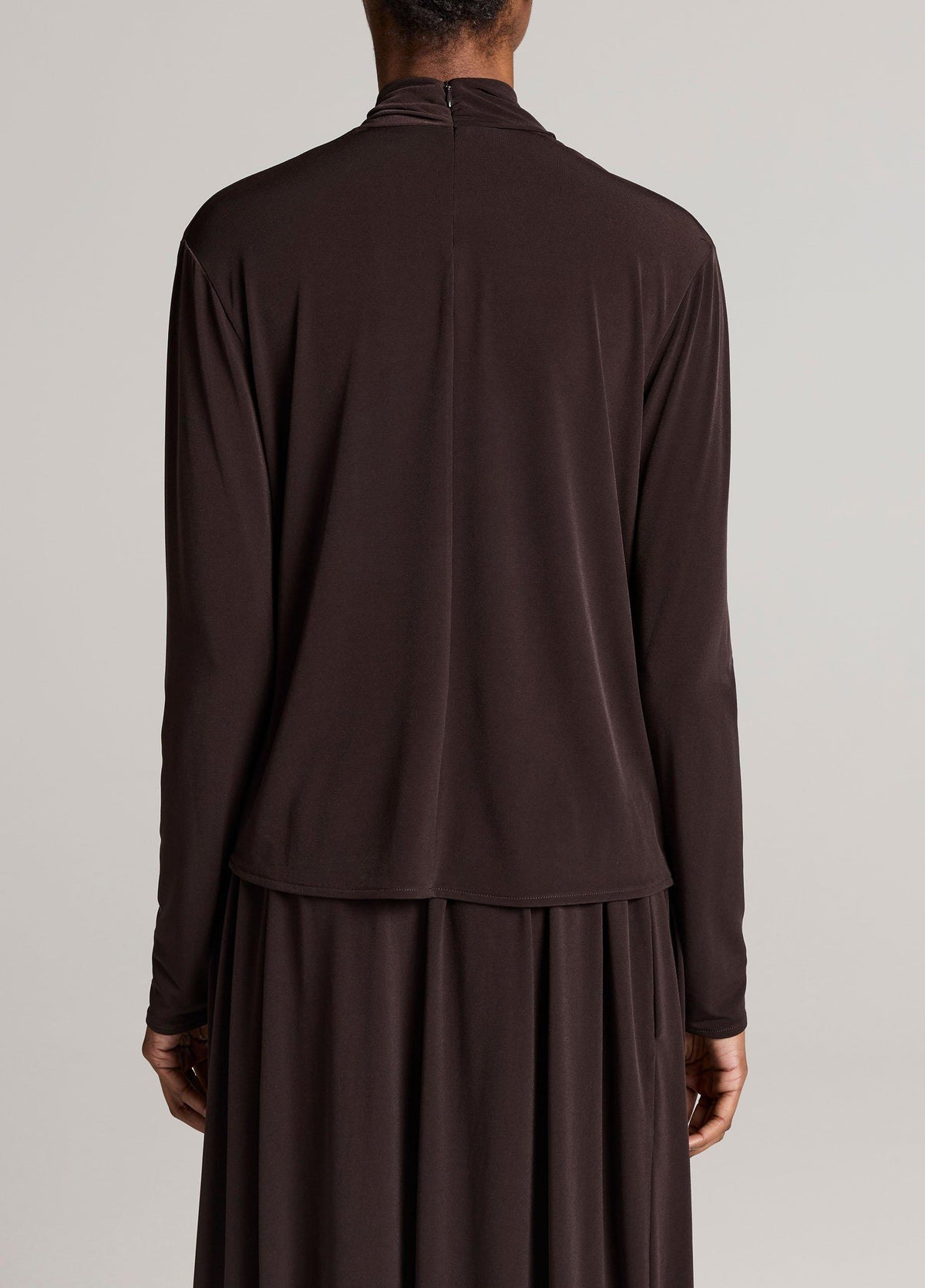 Draped-Neck Long-Sleeve Top - US 6110