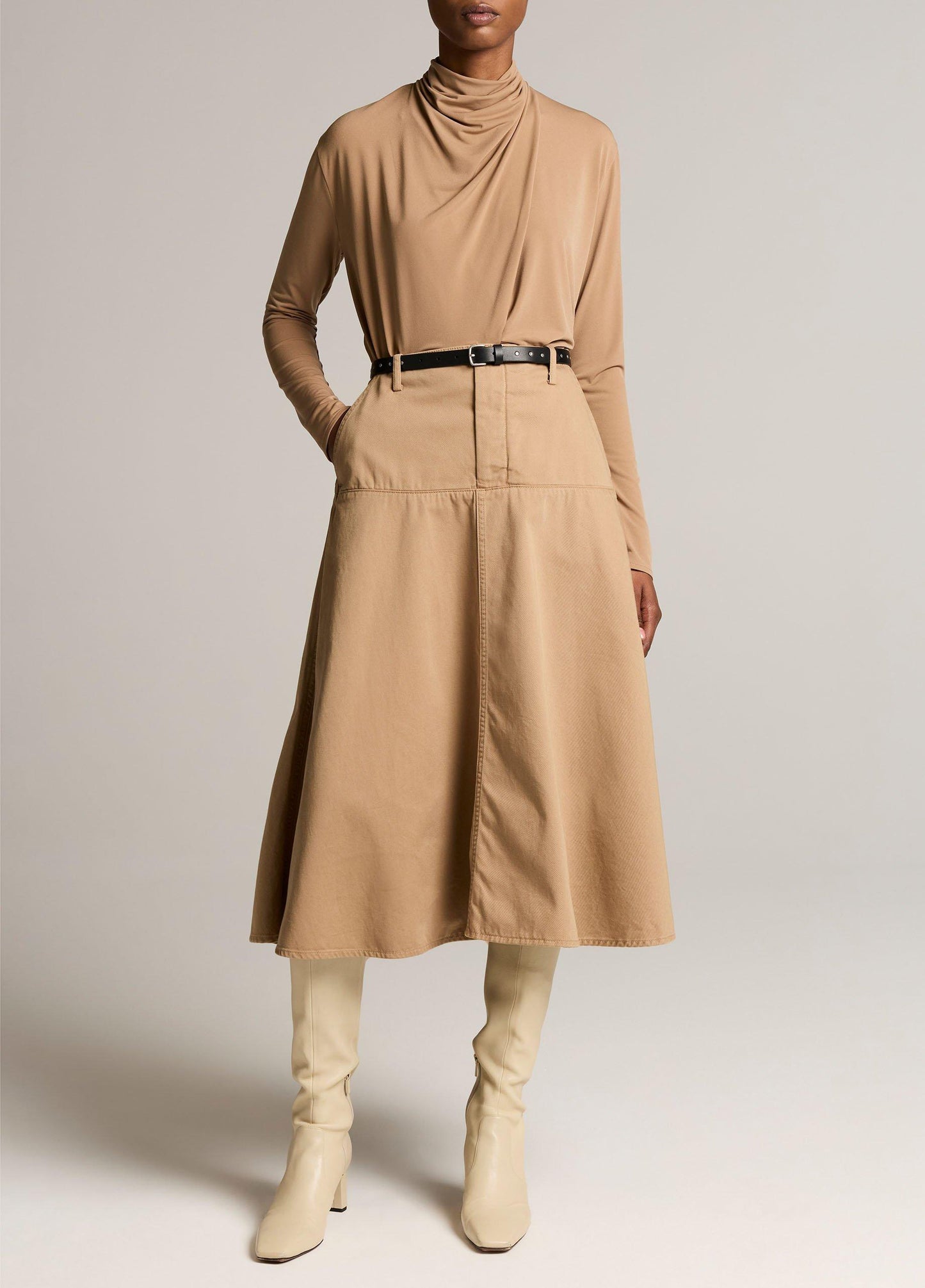 Draped-Neck Long-Sleeve Top - US 1461