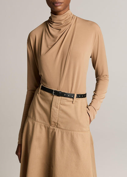 Draped-Neck Long-Sleeve Top - US 1461