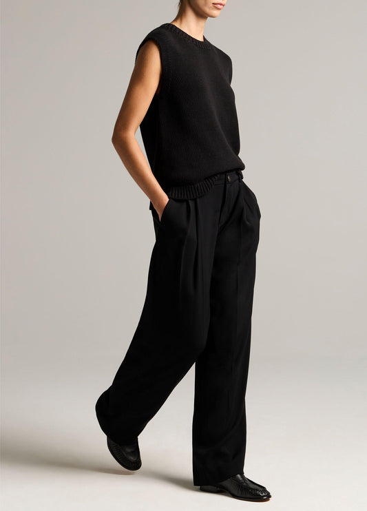 Drop-Waist Pleated Crepe Trouser - US 3585