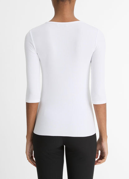 Elbow-Sleeve Crew Neck T-Shirt - US 0208