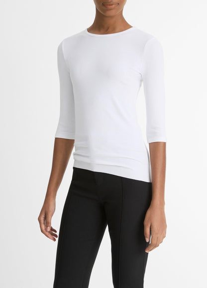 Elbow-Sleeve Crew Neck T-Shirt - US 0208
