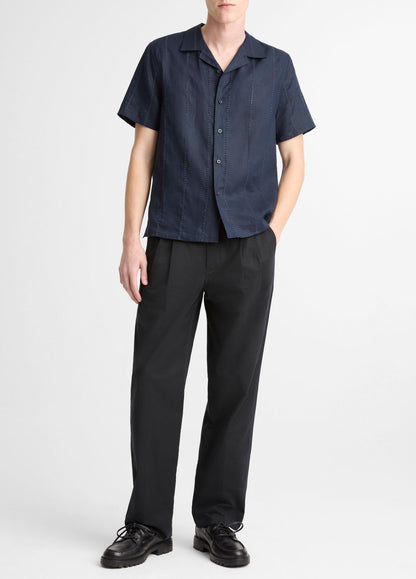 Eyelet Stripe Linen Cabana Shirt - US 4457