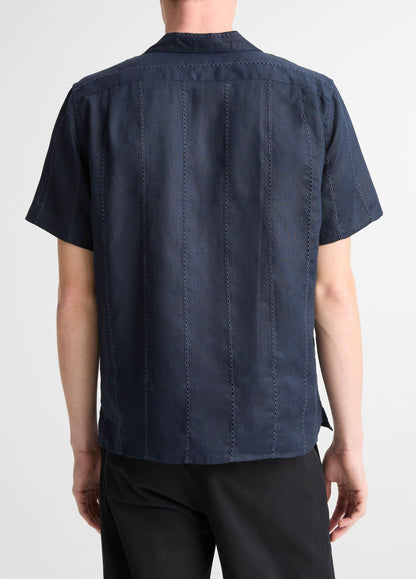 Eyelet Stripe Linen Cabana Shirt - US 4457