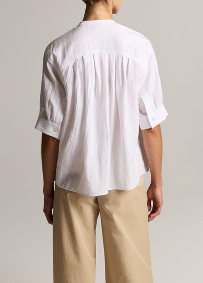 Gathered A-Line Button-Front Shirt - US 9904