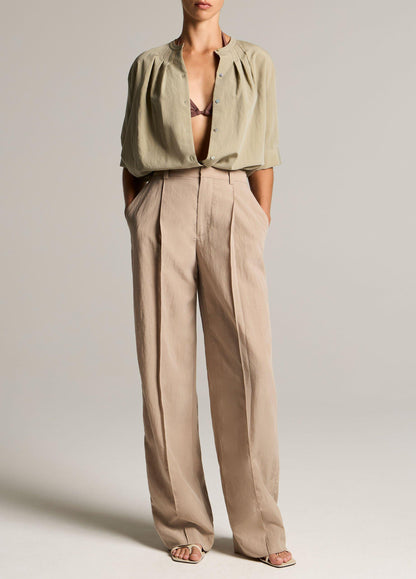 Gathered A-Line Button-Front Shirt - US 2866