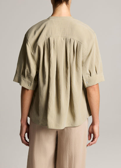 Gathered A-Line Button-Front Shirt - US 2866