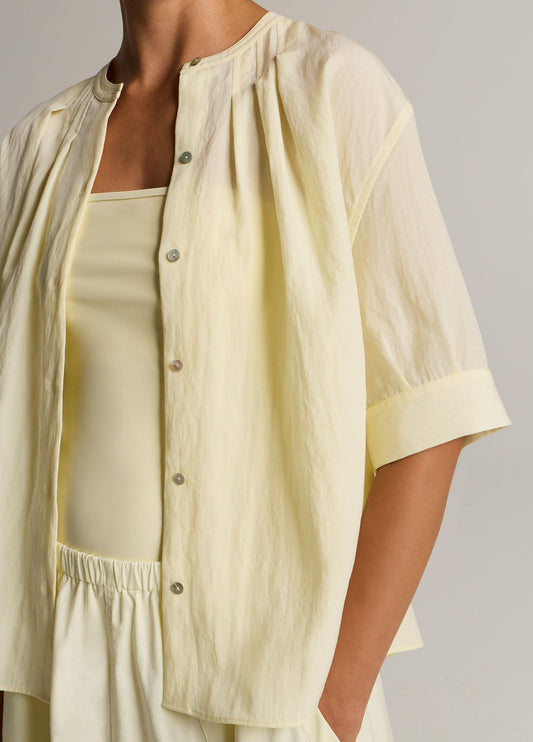 Gathered A-Line Button-Front Shirt - US 6178