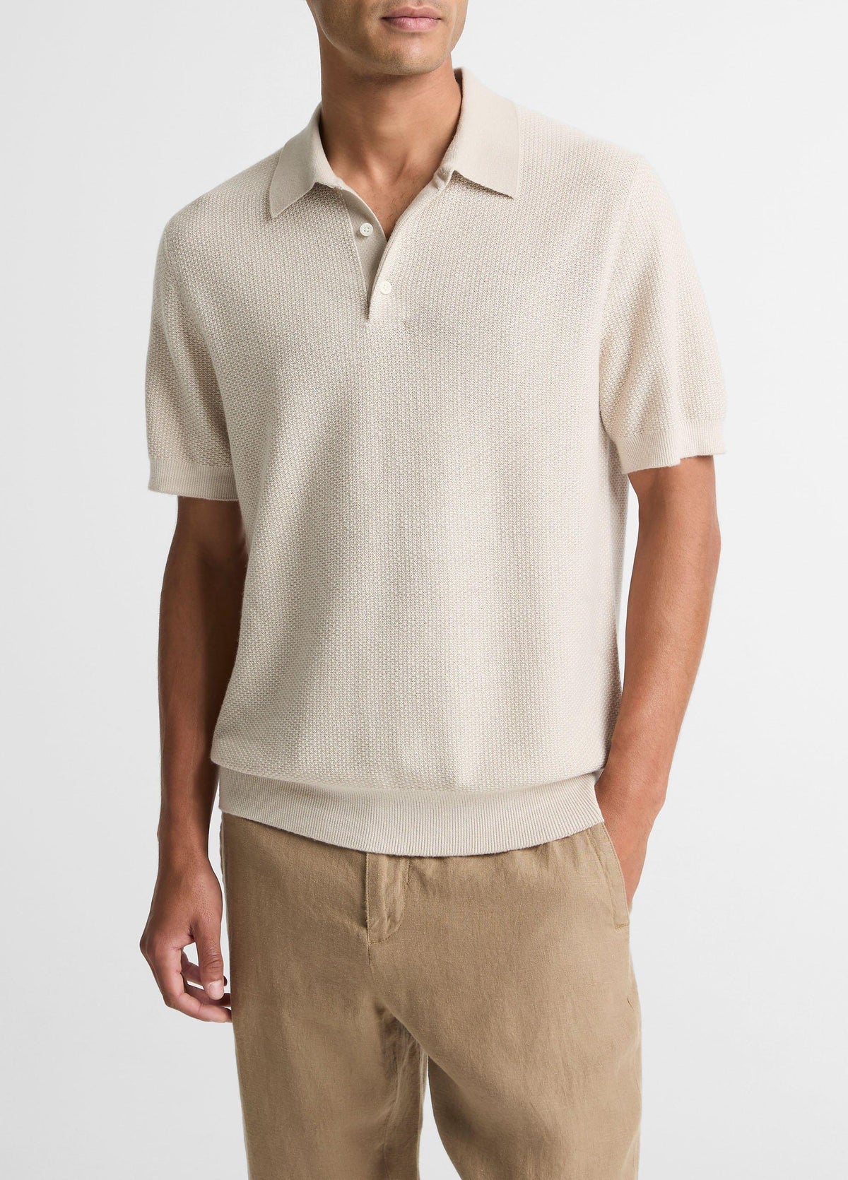 Geo-Jacquard Wool-Blend Blend Polo Sweater - US 6602