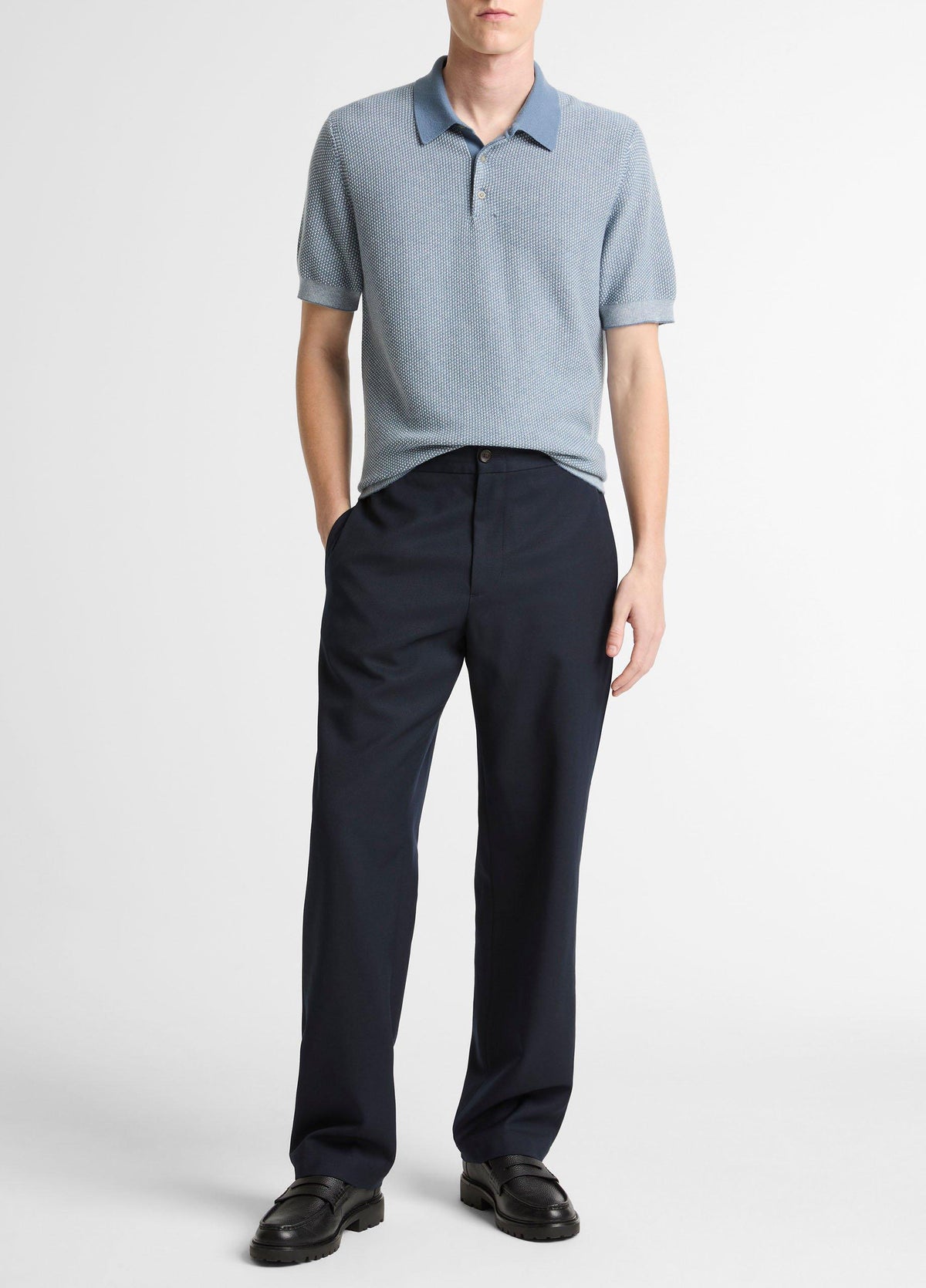 Geo-Jacquard Wool-Blend Blend Polo Sweater - US 1541