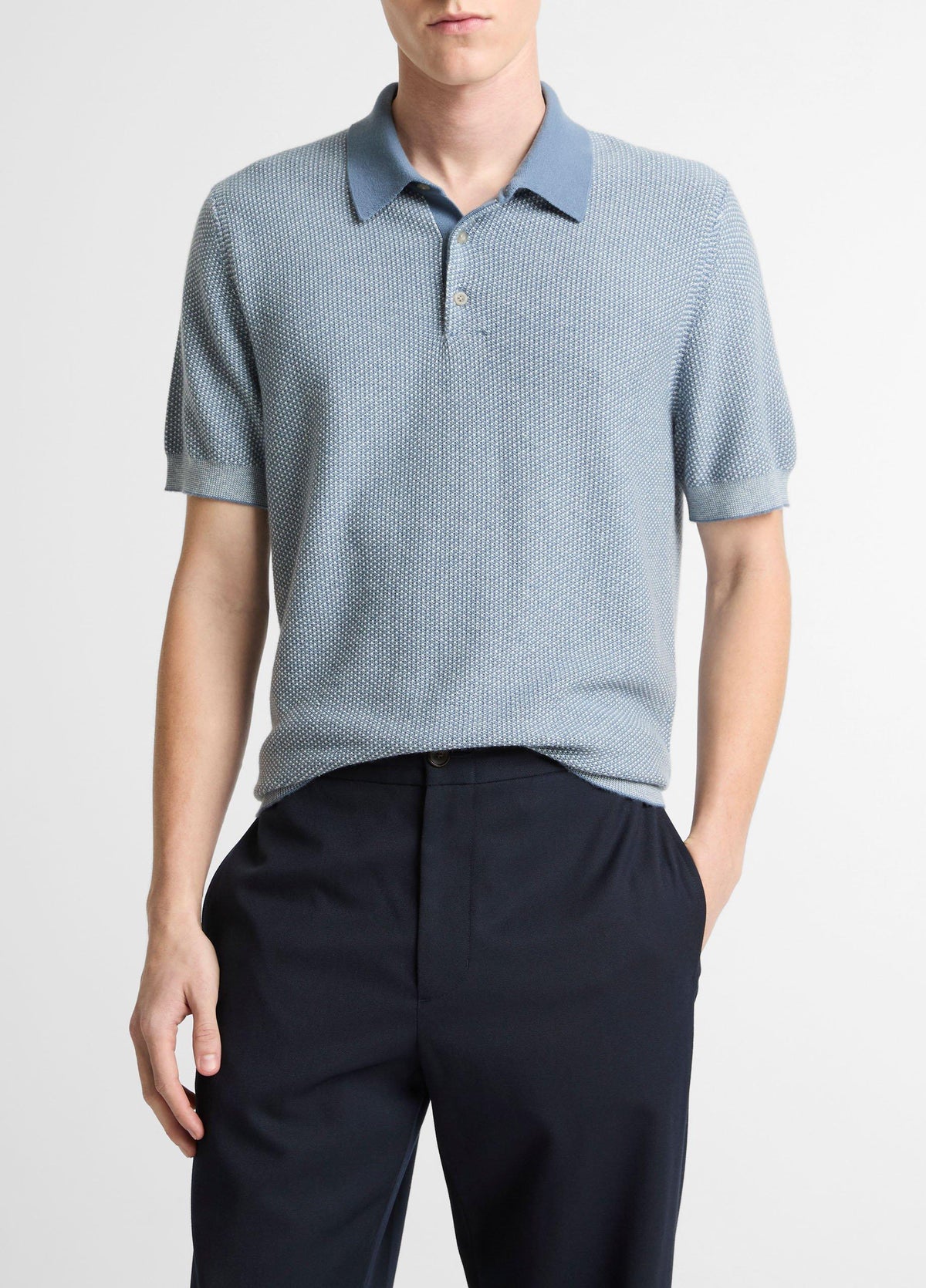 Geo-Jacquard Wool-Blend Blend Polo Sweater - US 1541