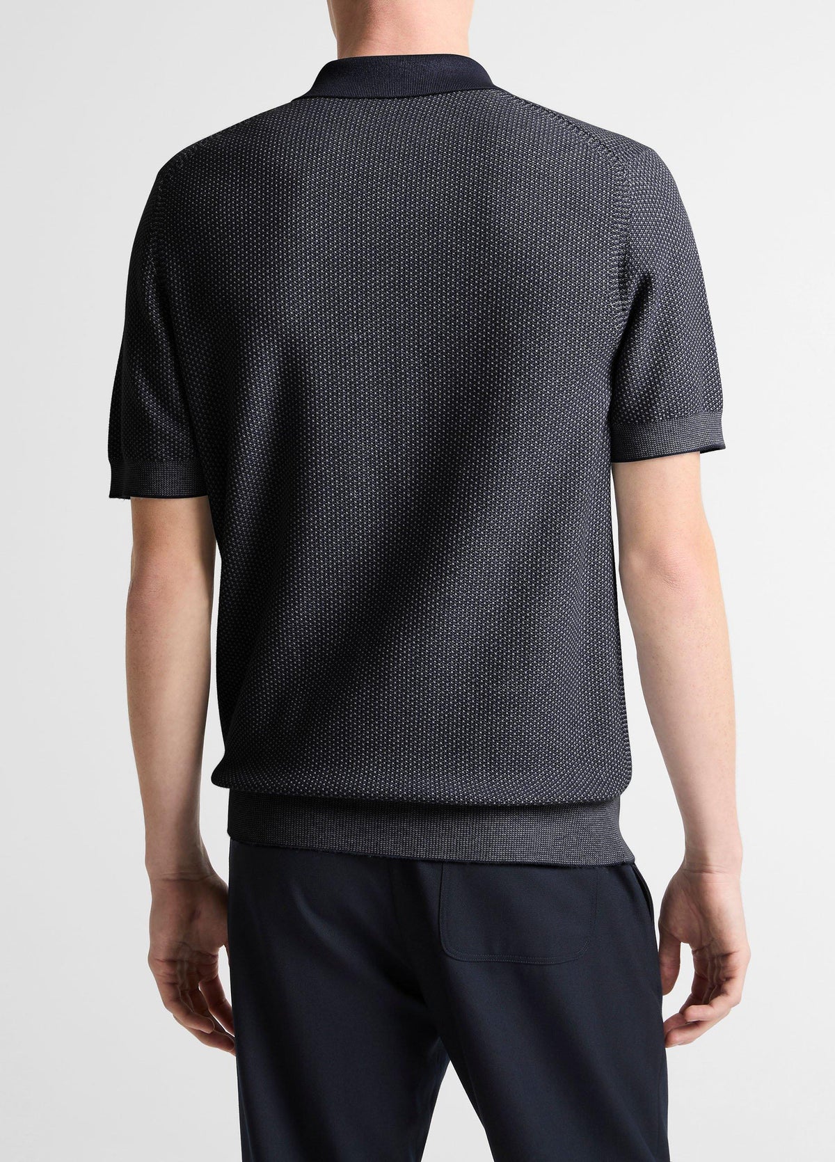 Geo-Jacquard Wool-Blend Blend Polo Sweater - US 7303