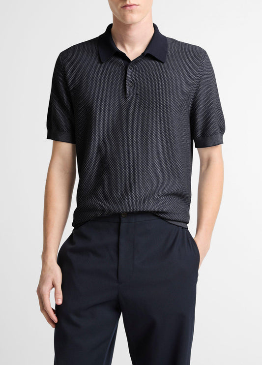 Geo-Jacquard Wool-Blend Blend Polo Sweater - US 7303
