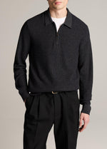 Geo-Jacquard Wool-Blend Zip Polo Sweater - US 7545