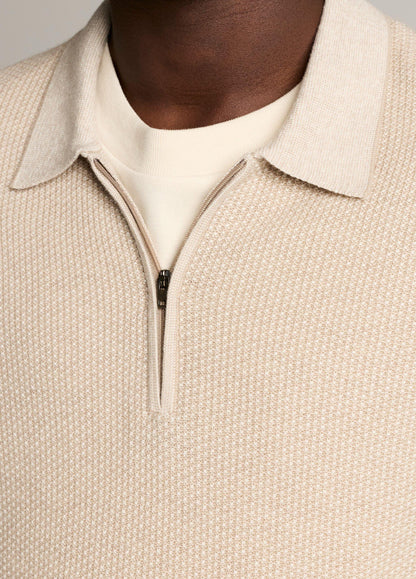 Geo-Jacquard Wool-Blend Zip Polo Sweater - US 8190