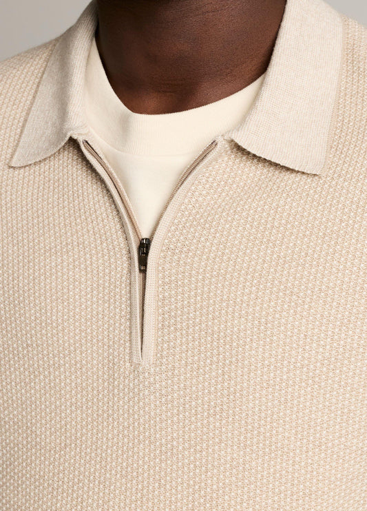 Geo-Jacquard Wool-Blend Zip Polo Sweater - US 8190