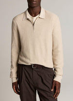 Geo-Jacquard Wool-Blend Zip Polo Sweater - US 8190