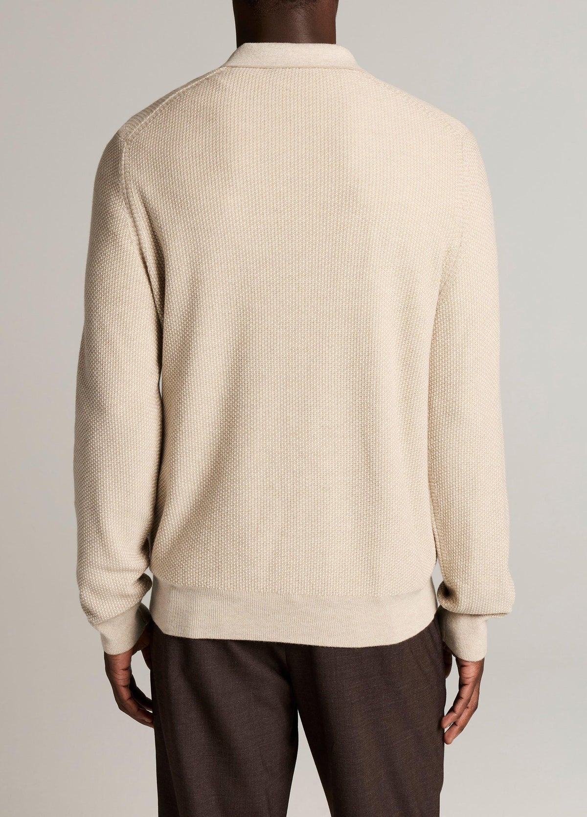 Geo-Jacquard Wool-Blend Zip Polo Sweater - US 8190