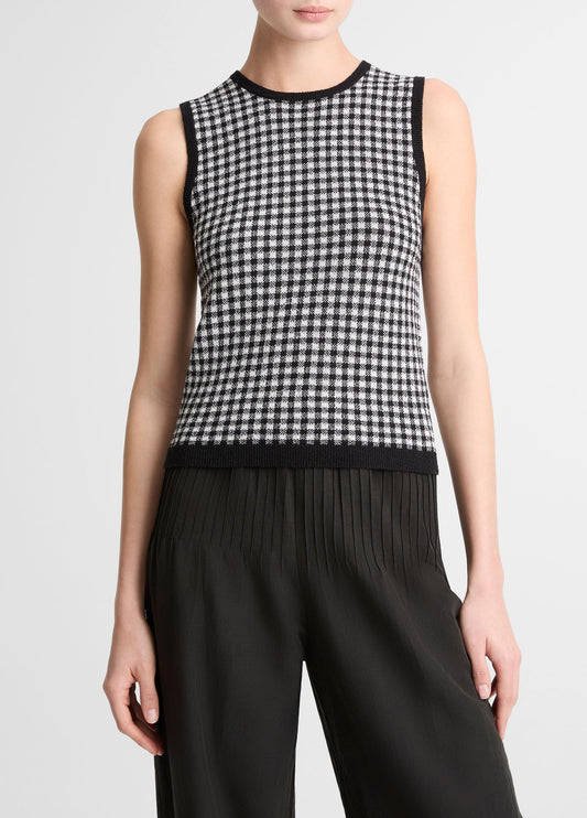 Gingham Italian Wool & Cotton-Blend Shell - US 2569