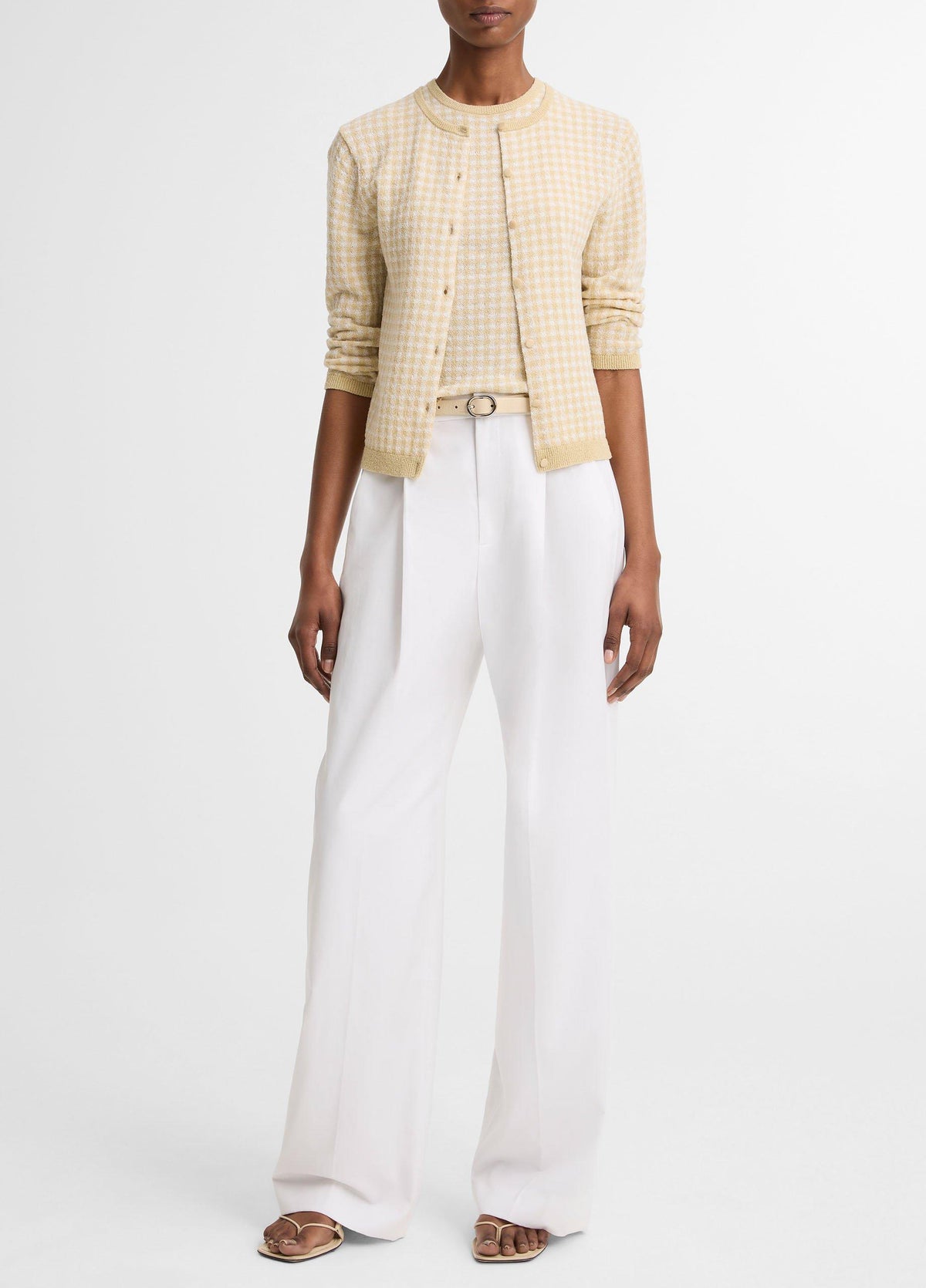 Gingham Italian Wool-Blend Cardigan - US 1332