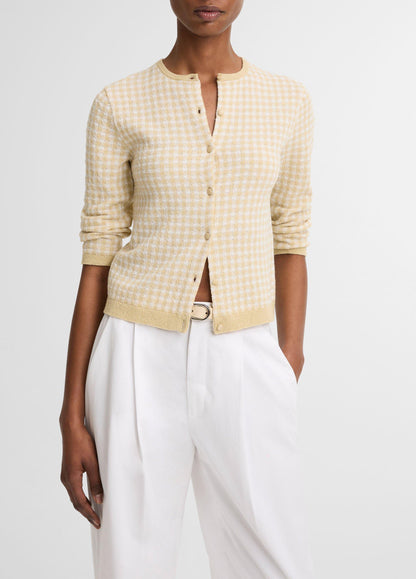 Gingham Italian Wool-Blend Cardigan - US 1332