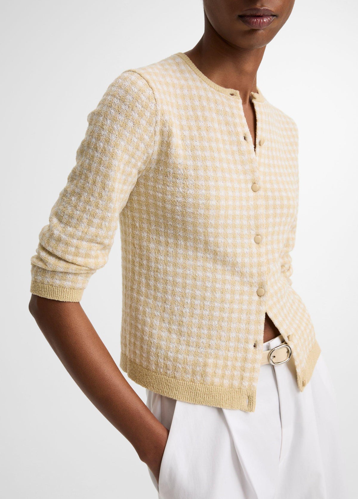 Gingham Italian Wool-Blend Cardigan - US 1332