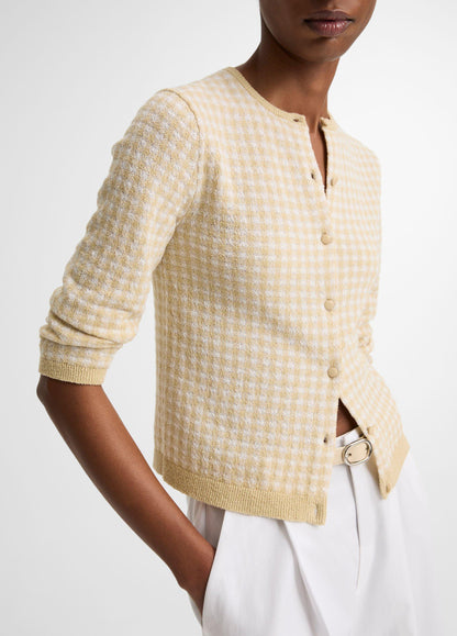 Gingham Italian Wool-Blend Cardigan - US 1332