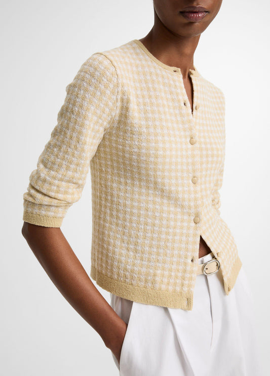 Gingham Italian Wool-Blend Cardigan - US 1332