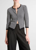 Gingham Italian Wool-Blend Cardigan - US 9719