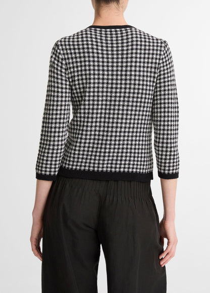 Gingham Italian Wool-Blend Cardigan - US 9719