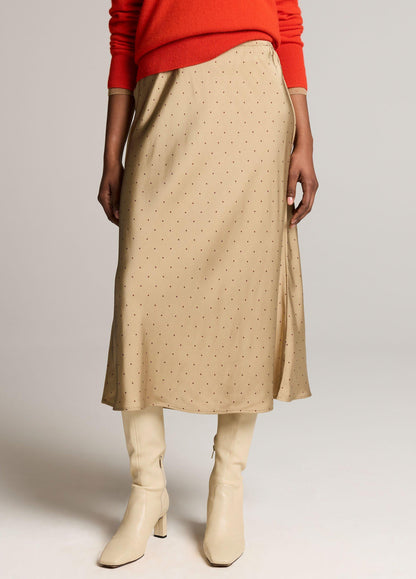 Grid Dot Matte Satin Slip Skirt - US 4117
