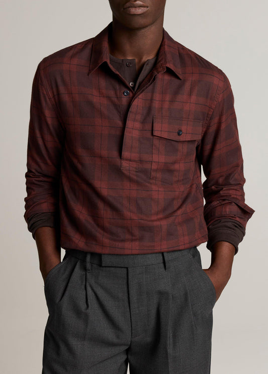 Hamilton Plaid Cotton Popover Shirt - US 8850