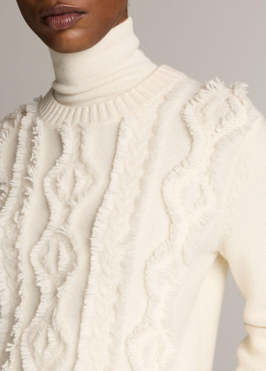 Hand-Cut Diamond Cable Wool Sweater - US 0953