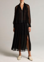 Heat-Set Dot Chiffon Gathered Skirt - US 6095