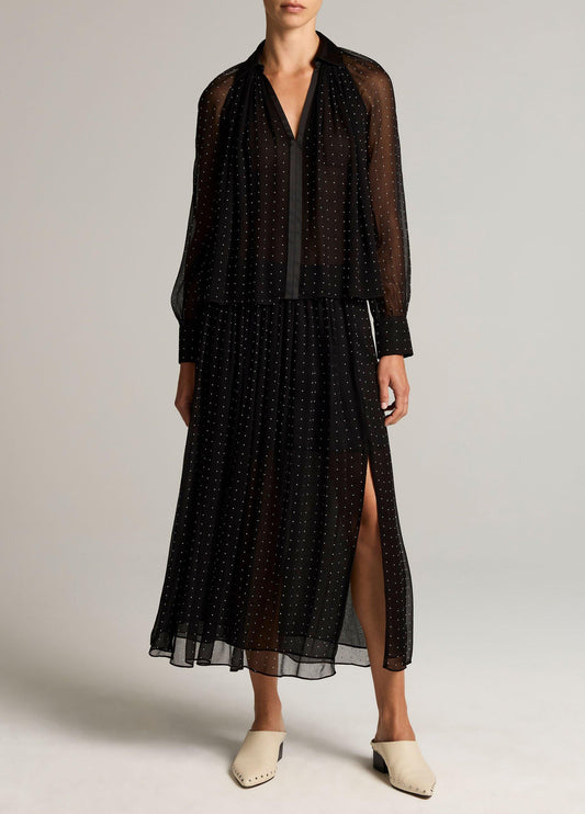 Heat-Set Dot Chiffon Gathered Skirt - US 6095