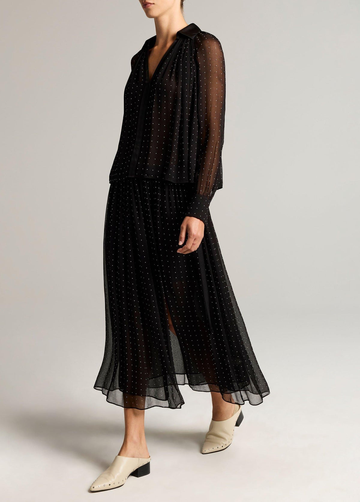 Heat-Set Dot Chiffon Gathered Skirt - US 6095