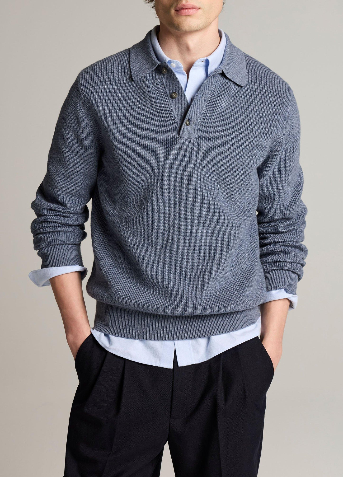Heirloom Shaker Cotton-Cashmere Polo Sweater - US 5056
