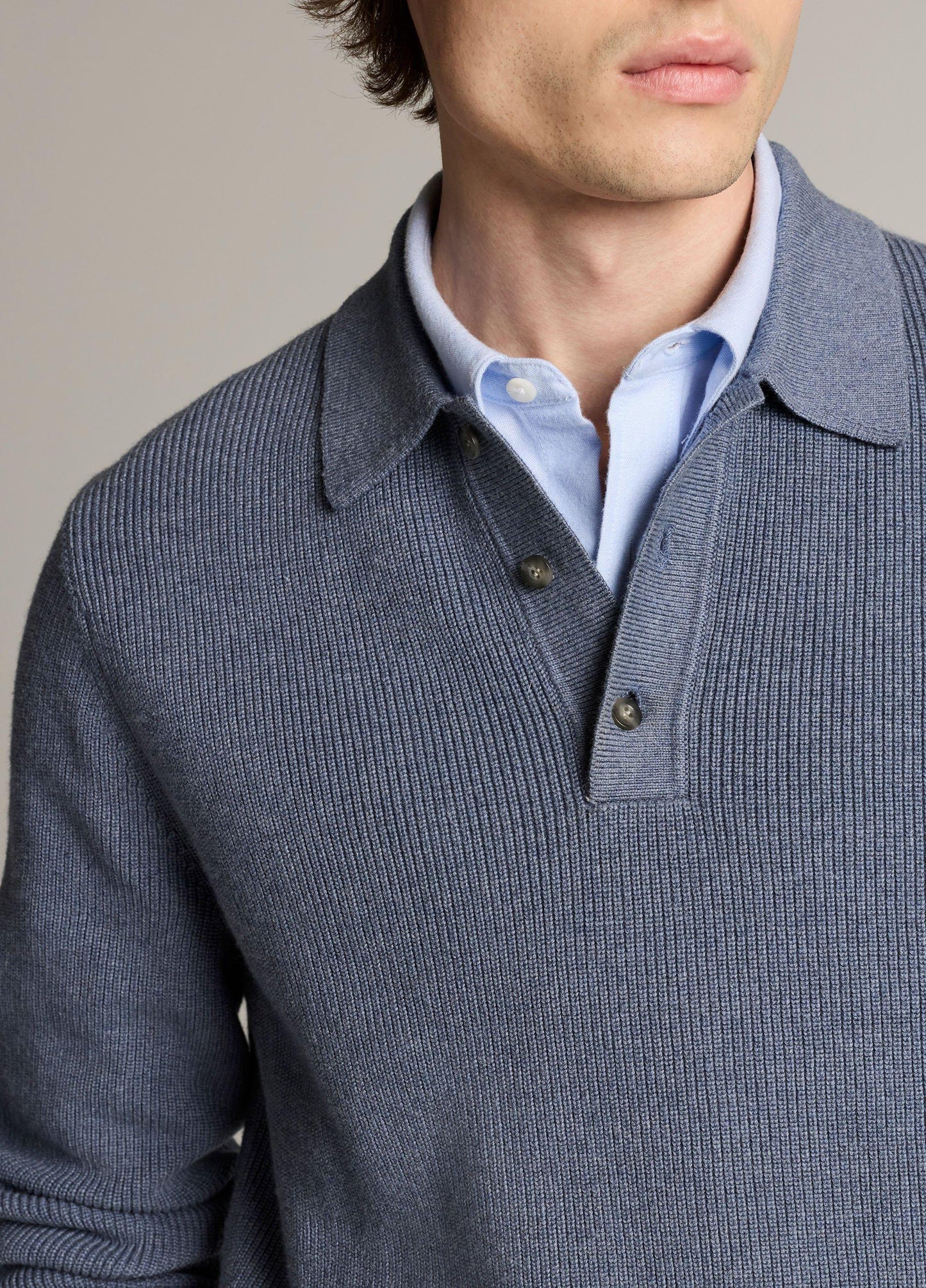 Heirloom Shaker Cotton-Cashmere Polo Sweater - US 5056