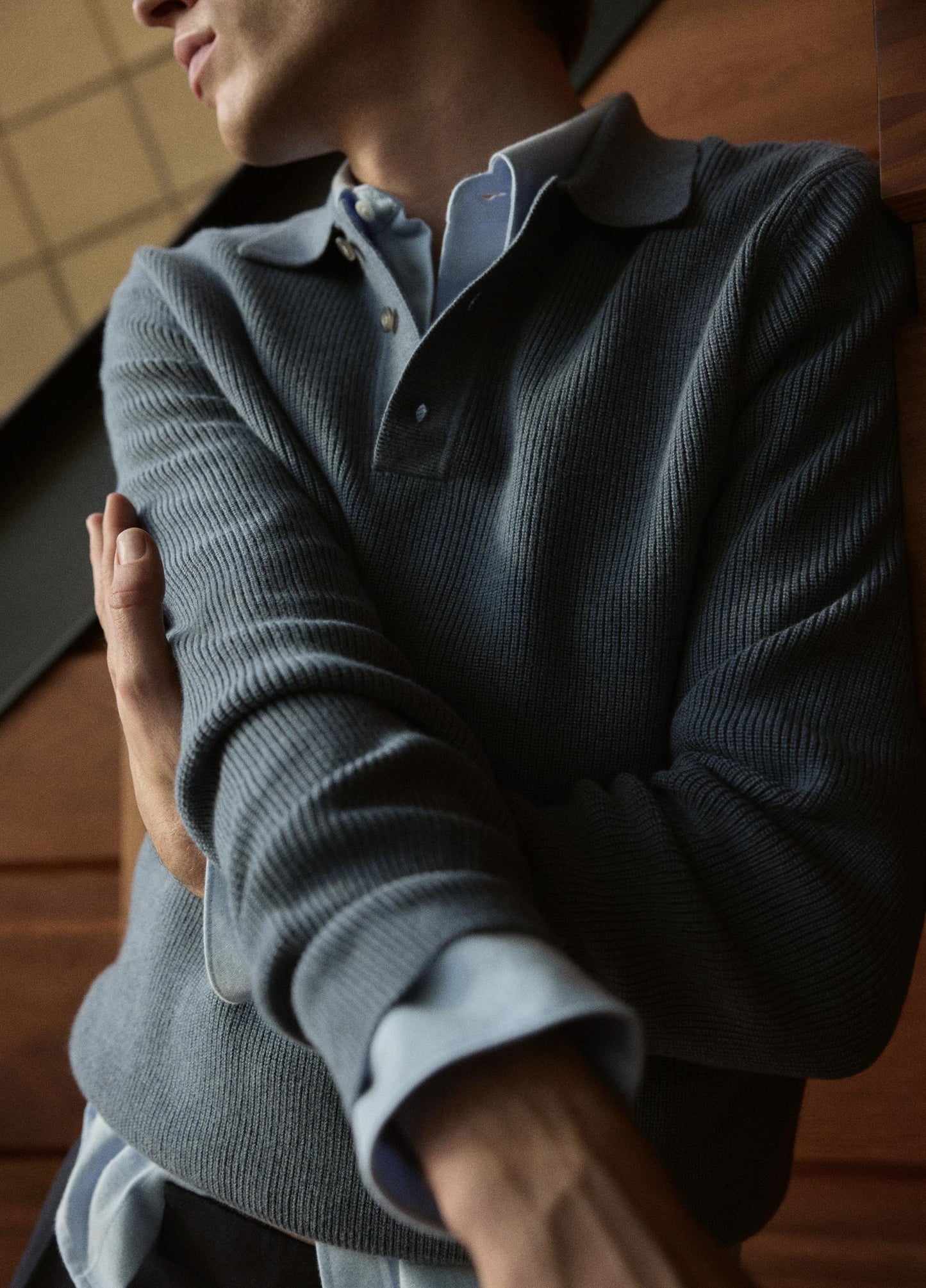 Heirloom Shaker Cotton-Cashmere Polo Sweater - US 5056