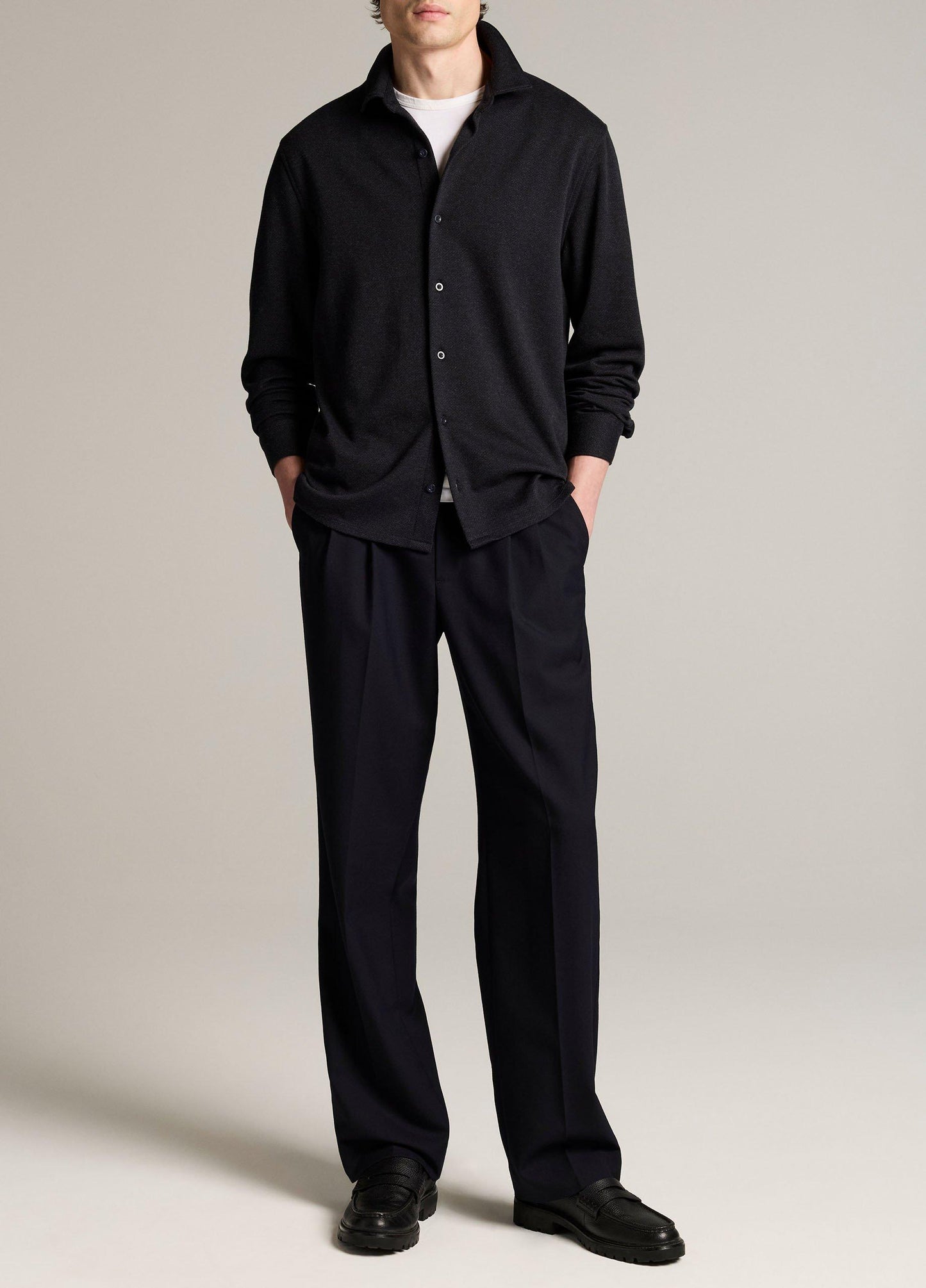 Herringbone Cotton-Blend Button-Front Shirt - US 0769