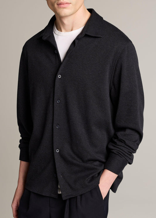Herringbone Cotton-Blend Button-Front Shirt - US 0769